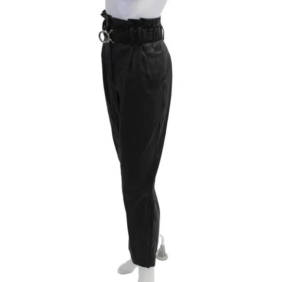 Derek Lam 10 Crosby Women Paperbag Cropped Ankle Pants Black Size 4 - Picture 2 of 6